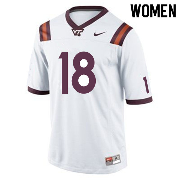 Women #18 Tyree Rodgers Virginia Tech Hokies College Football Jerseys Sale-White